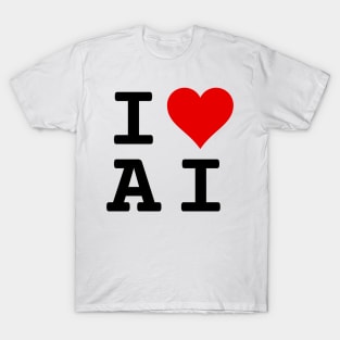 I Love AI | Stylized Abbreviation Heart Logo Black T-Shirt